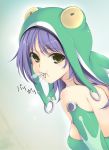  fly frog_costume frog_suit iizuki_tasuku original purple_hair yellow_eyes 