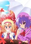  2girls alice_margatroid cup multiple_girls remilia_scarlet short_hair tea touhou umbrella yoshiharu 