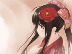  boku_ga_sadame_kimi_ni_wa_tsubasa_wo camellia_(flower) flower game_cg hair_flower hair_ornament japanese_clothes kimono long_hair nasu_shizuku peony_(flower) profile 