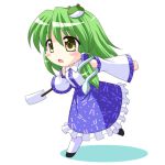 bococho chibi detached_sleeves frog green_hair japanese_clothes kochiya_sanae miko skirt touhou