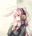  animal_ears azuma_seiji bad_id bunny_ears headphones necktie parody purple_hair rabbit_ears reisen_udongein_inaba soba style_parody touhou yudesoba 