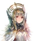  1girl armor cape crown fire_emblem fire_emblem_heroes gloves grey_hair hair_ornament long_hair looking_at_viewer miwabe_sakura red_eyes simple_background solo veronica_(fire_emblem) 