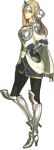  1girl absurdres armored_boots black_legwear blonde_hair boots breastplate breasts brown_eyes cape cleavage female fire_emblem fire_emblem_echoes:_mou_hitori_no_eiyuuou full_body gloves helmet hidari_(left_side) high_heels highres jewelry long_hair matilda_(fire_emblem) necklace official_art pantyhose scan solo transparent_background 