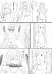  3girls 6koma ? blush contemporary corn djeeta_(granblue_fantasy) food granblue_fantasy greyscale hairband highres indoors io_euclase long_hair midriff monochrome multiple_girls popsicle rose_hair_ornament rosetta_(granblue_fantasy) short_hair short_shorts shorts steam tank_top toriudonda translation_request twintails very_long_hair 