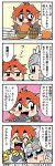  2girls 4koma armor bkub blue_eyes blush blush_stickers bowl closed_eyes comic crossover cup earrings emphasis_lines fang food grey_hair hair_between_eyes hand_on_own_chin helmet highres holding holding_food index_finger_raised jewelry lenneth_valkyrie lina_inverse long_hair meat motion_lines mug multiple_girls open_mouth pauldrons plate punching red_eyes redhead shaded_face shouting simple_background slayers speech_bubble talking translation_request triangle_mouth valkyrie_profile valkyrie_profile_anatomia watermark winged_helmet 