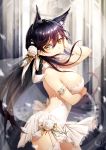  1girl alternate_costume animal_ears arm_under_breasts ass atago_(azur_lane) azur_lane backless_dress backless_outfit bambi_nano bangs black_hair blurry blurry_background blush breasts bridal_veil bride brown_eyes choker church cleavage closed_mouth collarbone dated day detached_sleeves dress extra_ears eyebrows_visible_through_hair floating_hair flower from_side hair_ribbon hand_to_own_face highres indoors large_breasts long_hair looking_at_viewer mole mole_under_eye ribbon see-through sidelocks signature smile solo swept_bangs thigh-highs thighs transparent veil wedding_dress white_dress white_legwear wind wind_lift window 
