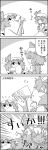  4koma ascot bat_wings bow brooch closed_eyes comic commentary_request cup dress drinking drinking_glass emphasis_lines greyscale hat hat_ribbon highres jewelry mob_cap monochrome remilia_scarlet ribbon shaded_face short_hair short_sleeves smile sparkle spit_take spitting tani_takeshi touhou translation_request watermelon_juice wings yukkuri_shiteitte_ne 