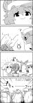  4koma ? arms_up bat_wings bow braid comic commentary_request crossed_bandaids cup drinking drinking_glass emphasis_lines facepalm food fruit greyscale hair_bow hat hat_ribbon highres holding holding_fruit hong_meiling izayoi_sakuya knife mob_cap monochrome remilia_scarlet ribbon smile tani_takeshi touhou translation_request twin_braids watermelon watermelon_juice wings yukkuri_shiteitte_ne 