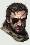  1boy beard brown_hair eyepatch facial_hair hankuri injury male_focus metal_gear_(series) metal_gear_solid_v portrait scar scar_across_eye venom_snake 