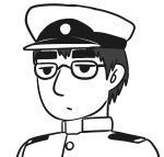  1boy :/ bangs blew_andwhite character_request closed_mouth commentary_request expressionless flat_color glasses greyscale half-closed_eyes hat highres jitome kantai_collection male_focus military_jacket monochrome nose peaked_cap portrait simple_background sketch solo thick_eyebrows white_background 