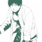  1boy black_hair fullmetal_alchemist lowres male_focus mattsu monochrome open_clothes open_shirt roy_mustang shirt shocked_eyes short_hair simple_background standing surprised sweatdrop upper_body white_background white_shirt 