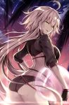  1girl ahoge ass ball beachball blonde_hair bow breasts dutch_angle fate/grand_order fate_(series) fingerless_gloves from_below gloves hair_bow jeanne_d&#039;arc_(alter)_(fate) jeanne_d&#039;arc_(fate)_(all) large_breasts long_hair natsume_eri solo thighs yellow_eyes 