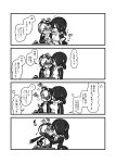  black_hair blonde_hair blush comic emperor_penguin_(kemono_friends) eyebrows_visible_through_hair flying_sweatdrops greyscale hair_over_one_eye headphones highres hood hoodie ink kemono_friends kotobuki_(tiny_life) leotard monochrome multicolored_hair open_clothes penguin_tail quill royal_penguin_(kemono_friends) short_hair sweatdrop tail translation_request twintails white_hair yuri 