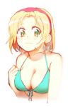  1girl blonde_hair blue_eyes breasts cecilia_lynne_adelhyde cleavage commentary_request earrings hairband highres jewelry medium_breasts short_hair solo swimsuit wild_arms wild_arms_1 yururi-ra 