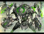  blurry blurry_background cable gia glowing gun mecha no_humans original robot science_fiction sword weapon 