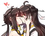  2girls ahoge ara_han black_hair blush closed_eyes elsword grabbing hair_ornament hairpin heart hua_ge_pi kiss long_hair multiple_girls sakra_devanam_(elsword) yama_raja_(elsword) yellow_eyes yuri 