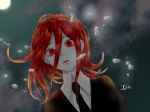  1other androgynous colored_eyelashes gem_uniform_(houseki_no_kuni) hair_between_eyes highres houseki_no_kuni kokemaru_(12tama02) looking_at_viewer mercury moon necktie night red_eyes redhead shinsha_(houseki_no_kuni) short_hair solo upper_body 