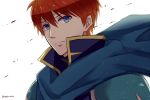  1boy armor blue_eyes cape eliwood_(fire_emblem) fire_emblem fire_emblem:_rekka_no_ken headband kazame looking_at_viewer male_focus nintendo redhead short_hair simple_background solo taiga_kazame 