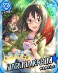  black_eyes black_hair blush character_name dress glasses hat idolmaster idolmaster_cinderella_girls kamijo_haruna short_hair smile stars 