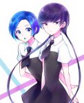 2others androgynous benitoite_(houseki_no_kuni) blue_eyes blue_hair colored_eyelashes crystal_hair gem_uniform_(houseki_no_kuni) highres houseki_no_kuni kanade_00xx long_hair looking_at_viewer low_twintails multiple_others necktie neptunite_(houseki_no_kuni) purple_hair short_hair twintails violet_eyes 