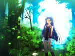  aoisora bad_id bangs blunt_bangs closed_eyes forest kannagi light lowres nagi nature tree 