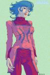  blue_eyes blue_hair erect_nipples lipstick oprince turtleneck 