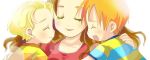  brown_hair claus family hinawa hug long_hair lucas mother mother_(game) mother_3 shirt siblings smile striped striped_shirt twins 