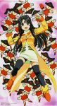  banpei-kun_rx black_hair brown_eyes facial_mark fingerless_gloves forehead_mark gloves hammer highres legs long_hair matsubara_hidenori scan scan_artifacts skuld thigh-highs zettai_ryouiki 