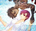  #1 avenger bazett_fraga_mcremitz breasts cleavage dress_shirt fate/hollow_ataraxia fate/stay_night fate_(series) full_body_tattoo hand_holding holding_hands mole open_clothes open_shirt purple_hair red_eyes shirt short_hair sleeves_rolled_up tattoo 