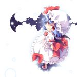  arms_behind fang ham_(points) hat looking_back red_eyes remilia_scarlet ribbon touhou wings 