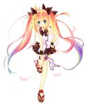  bad_id bear_(artist) blonde_hair blue_eyes blush cellphone crossdressing greed_packet_unlimited hair_ornament hairclip happy highres long_hair low_wings multicolored_hair nokia orange_hair phone ribbon sandals skirt smile trap twintails wings 