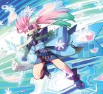  mouth_hold ninja nomura_ryouji pink_hair scroll snowflake snowflakes sword twintails weapon 