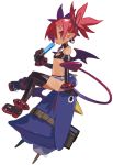  anklet belt bird black_legwear blush boots bracelet cleavage_cutout collar crossed_legs demon_girl disgaea earrings elbow_gloves etna flat_chest gloves harada_takehito jewelry midriff nippon_ichi object_on_head penguin pink_eyes pink_hair pointy_ears popsicle prinny short_shorts short_twintails shorts sitting skull tail thigh_boots thighhighs tongue twintails wings 