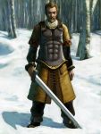  askeladd forest highres male nature realistic snow suzuki_kensuke sword vinland_saga weapon 