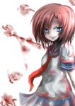  blood blue_eyes higurashi_no_naku_koro_ni kageyama_yue red_hair redhead ryuuguu_rena school_uniform serafuku short_hair yandere 