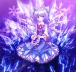  blue_hair bow bowtie cirno crystal dress flower hair_ribbon ice neme petals ribbon tiara touhou wings 