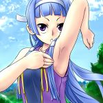  armpits blue_hair kannagi long_hair nagi tezunuri violet_eyes 