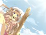  cake code_geass eating food hat kl long_hair nunnally_lamperouge pastry ribbon ribbons sky tree_stump 