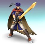  blue_hair cape fire_emblem fire_emblem:_souen_no_kiseki fire_emblem_path_of_radiance gloves headband highres ike male nintendo official_art super_smash_bros. sword weapon 