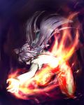  bow fire fujiwara_no_mokou hair_bow kath long_hair red_eyes solo touhou 