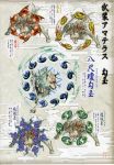  amaterasu annotated fighting_stance highres ice magatama no_humans official_art ookami_(game) rosary solo tail translation_request weapon wolf yin_yang 