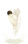  angel_wings bad_id barefoot brown_hair fetal_position jan majutsushi_orphen nude short_hair wings 
