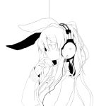  animal_ears azuma_seiji bunny_ears headphones higashi_(pixiv) lineart long_hair monochrome necktie parody rabbit_ears reisen_udongein_inaba solo style_parody touhou 