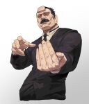  1boy black_eyes black_hair black_necktie facial_hair formal golden_kamuy hieumay highres long_sleeves male_focus mustache necktie simple_background solo suit upper_body white_background 