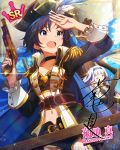  black_hair blue_eyes blush cap idolmaster idolmaster_million_live! idolmaster_million_live!_theater_days jacket kikuchi_makoto pirate short_hair smile 