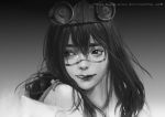  1girl :p artist_name asui_tsuyu bangs boku_no_hero_academia commentary commentary_typo dated english_commentary english_text facial_mark greyscale hair_between_eyes highres long_sleeves looking_to_the_side mars_foong monochrome solo speedpaint straight_hair tongue tongue_out 