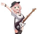  1girl arm_up bang_dream! bangs choker furou guitar hat highres instrument looking_at_viewer short_twintails twintails uehara_himari white_background 