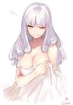  1girl artist_name breasts caren_hortensia fate/hollow_ataraxia fate_(series) highres jazztaki solo white_background white_hair yellow_eyes 