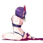  1girl bob_cut chan_co commentary_request eyeshadow fate/grand_order fate_(series) horns makeup oni oni_horns purple_hair shuten_douji_(fate/grand_order) simple_background sitting solo white_background 