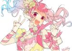  bang_dream! blush hair_ornament maruyama_aya open_mouth pink_eyes pink_hair ribbon shi_noyuki v 